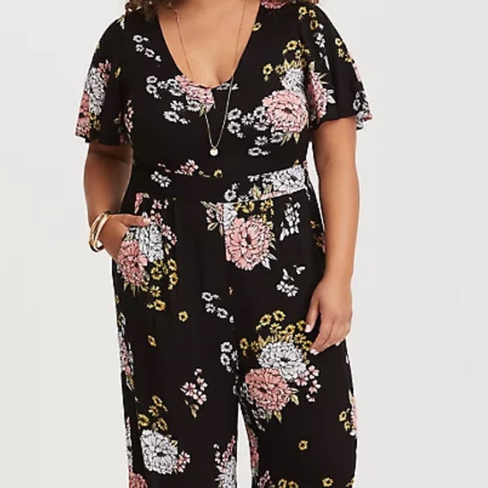 Torrid floral wide leg jumpsuit